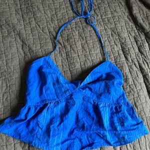 Flowy blue boho cami top crop top